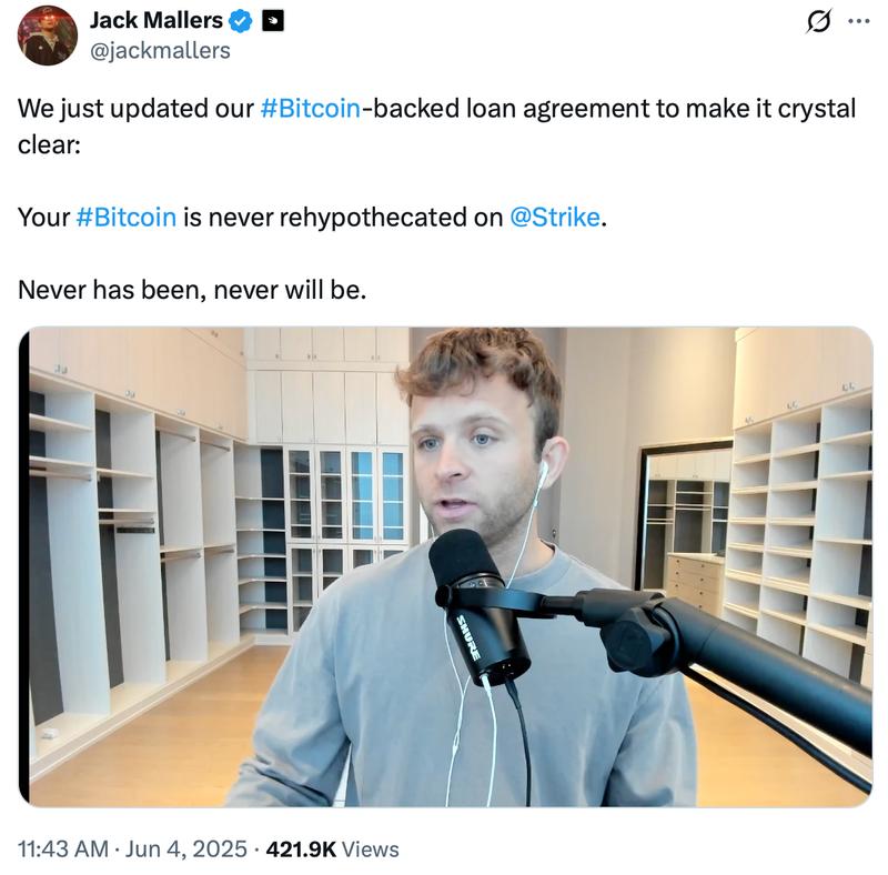 Jack Mallers post on X