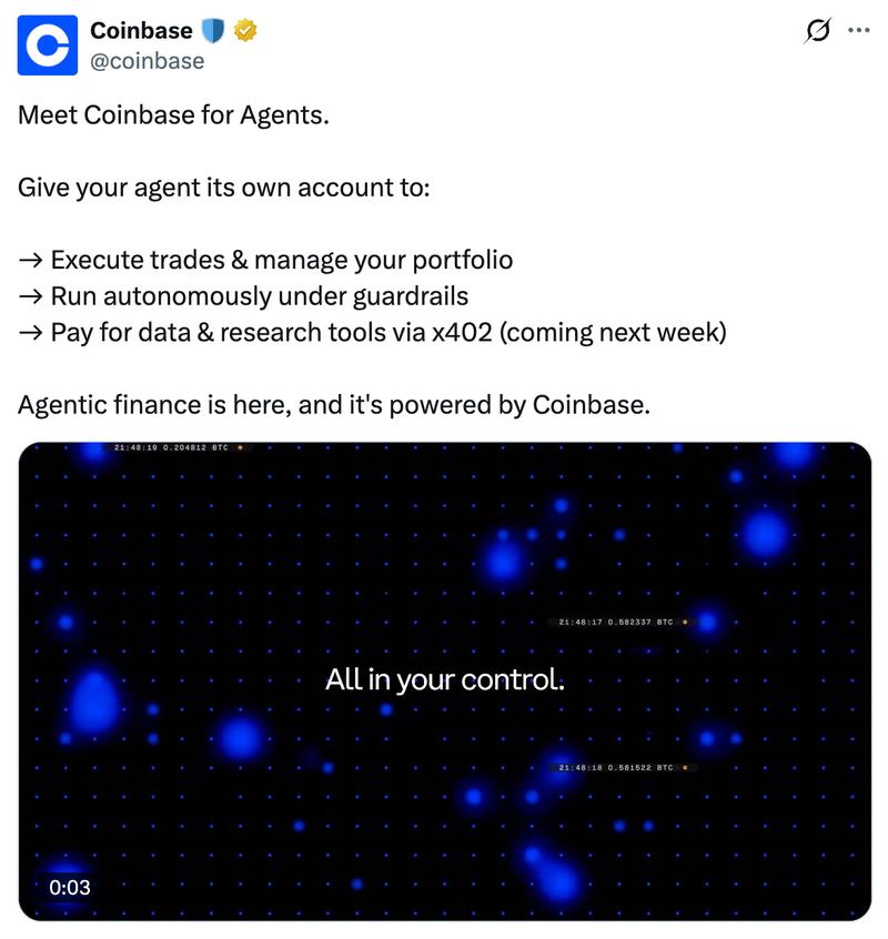 Coinbase agentic payment activity chart