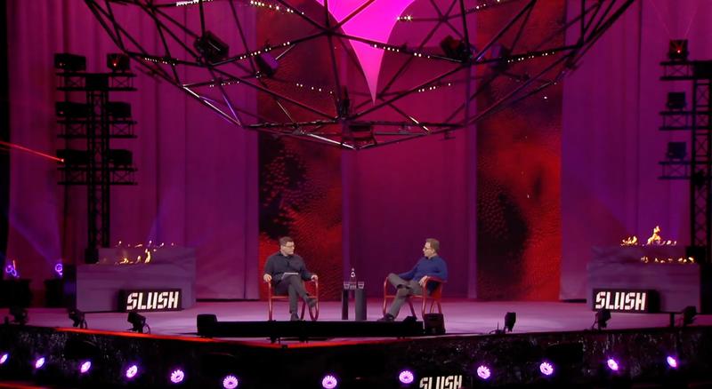 John Thornhill speaking with Mark Thompson at Slush 2025