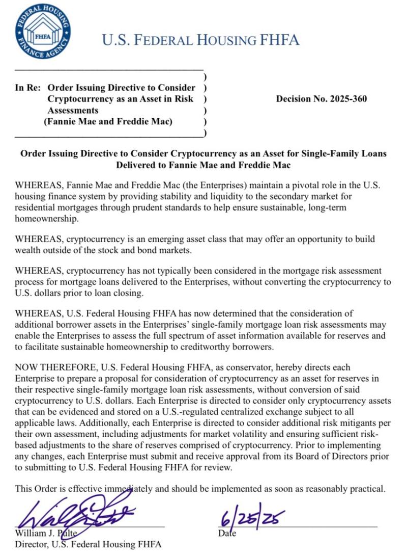 FHFA directive