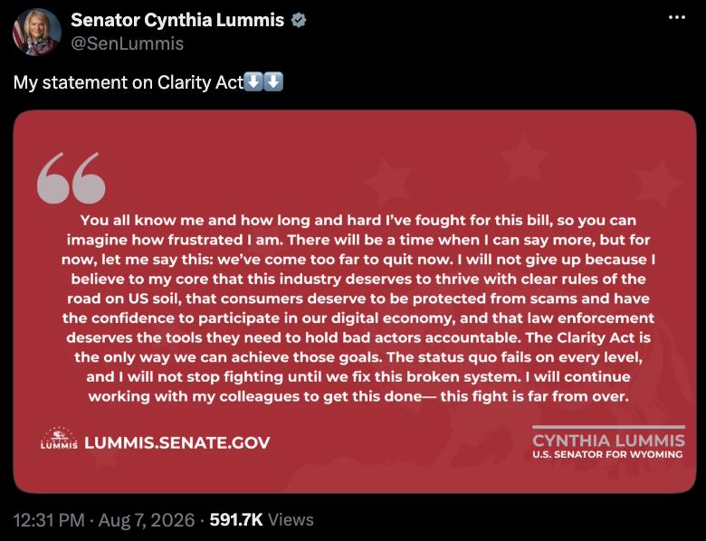 Senator Cynthia Lummis statement