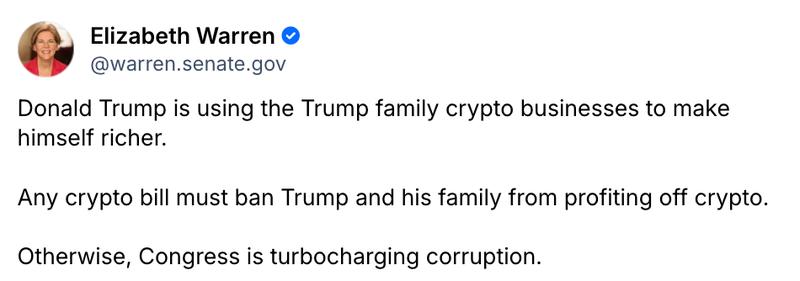 Senator Elizabeth Warren tweet