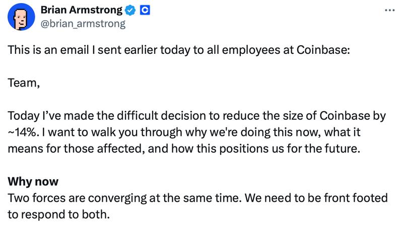 Brian Armstrong social media post