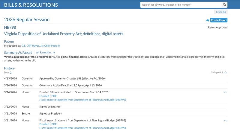Virginia Government bill document