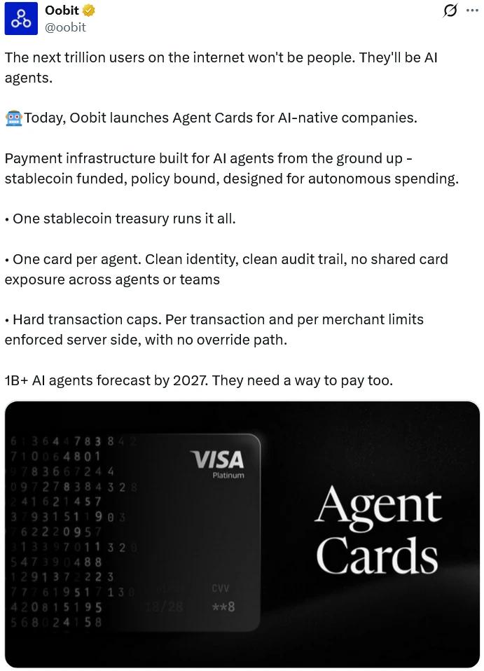 Oobit Agent Cards features