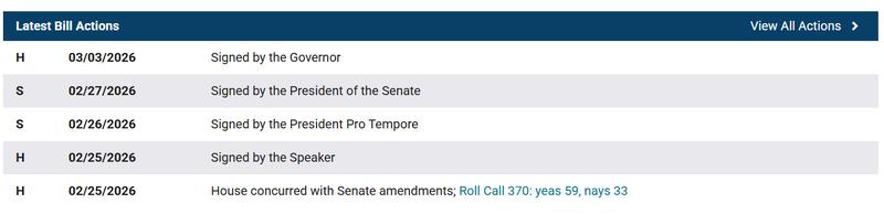 Indiana Governor Mike Braun signed House Bill 1042 into law