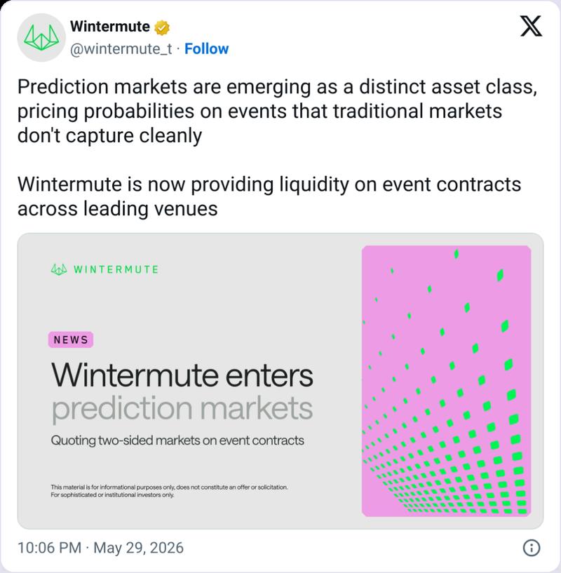 Wintermute prediction markets announcement