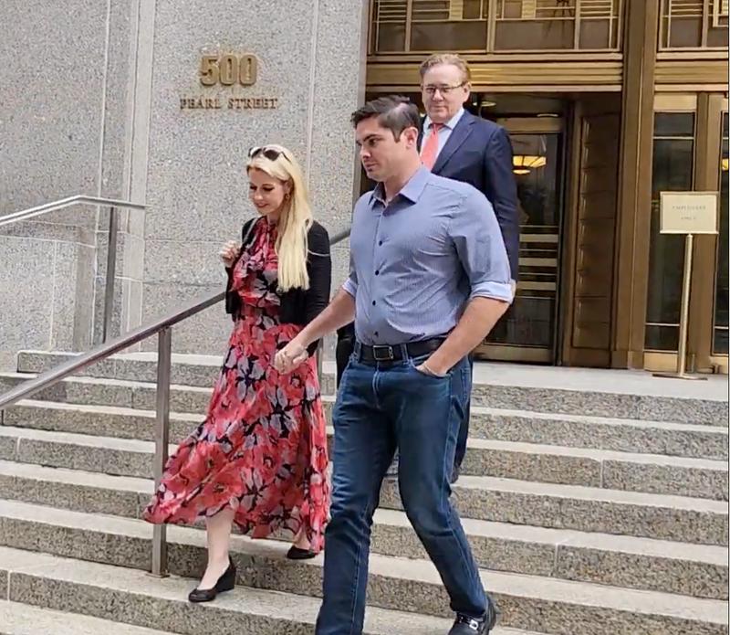 Michelle Bond and Ryan Salame leaving Manhattan courthouse