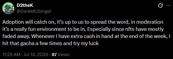 User comment about trying luck