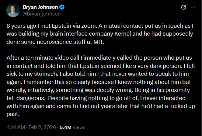 Bryan Johnson statement