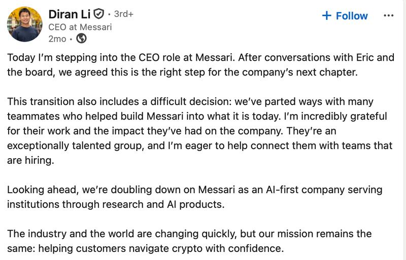 LinkedIn post by Diran Li