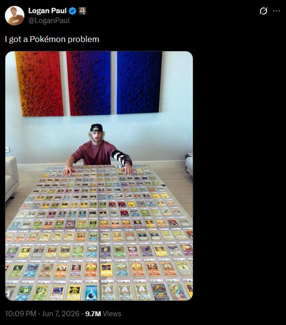 Logan Paul with Pokemon card