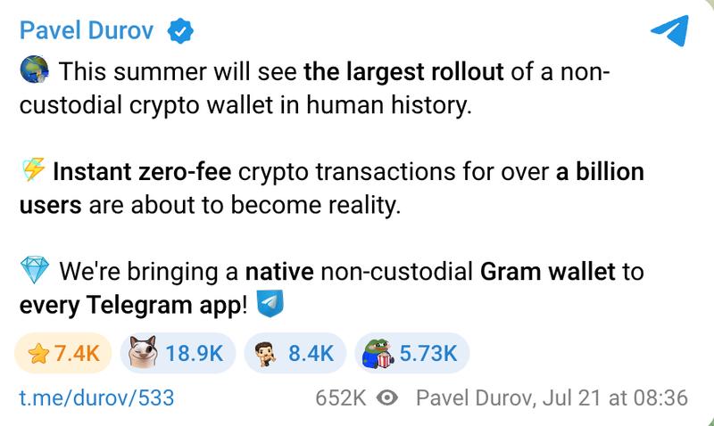 Pavel Durov announcement