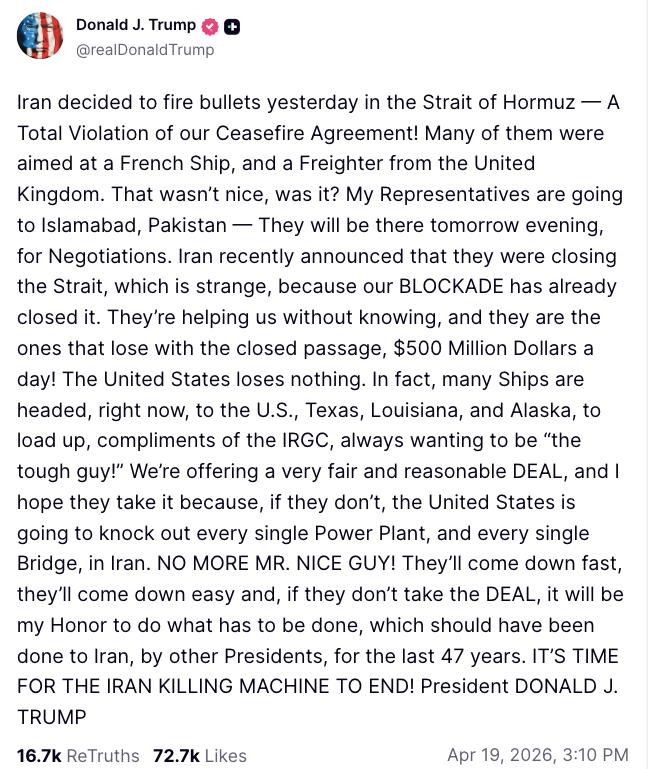 Trump Truth Social post