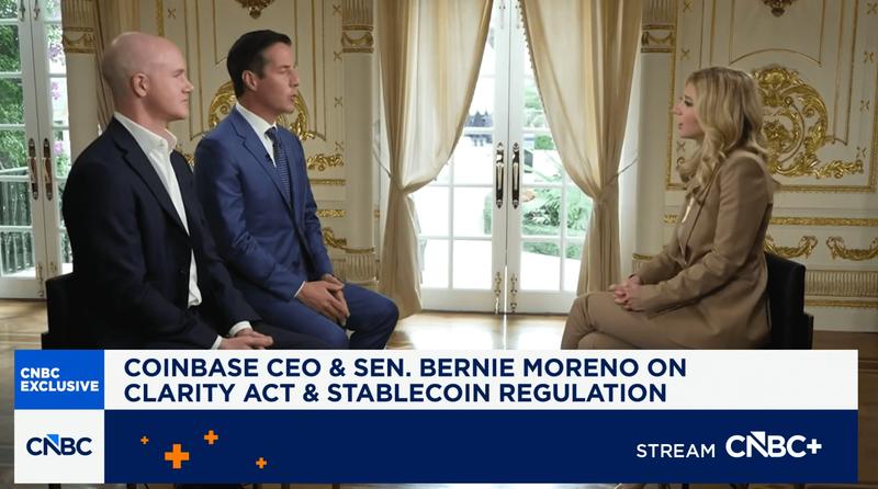 Brian Armstrong and Bernie Moreno joined CNBC on Wednesday