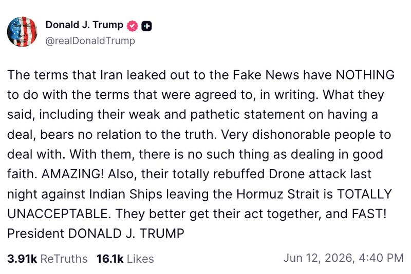 Truth Social post