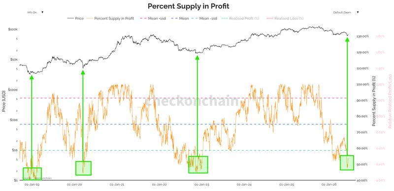 Bitcoin supply in profit chart