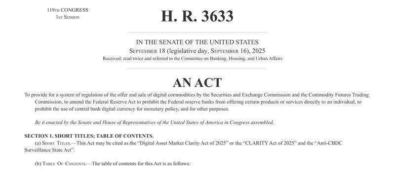 CLARITY Act text document