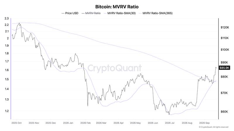 Bitcoin MVRV ratio chart