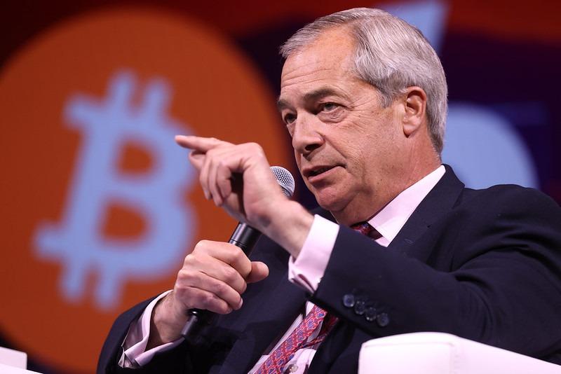 Nigel Farage speaking at Bitcoin 2025 conference