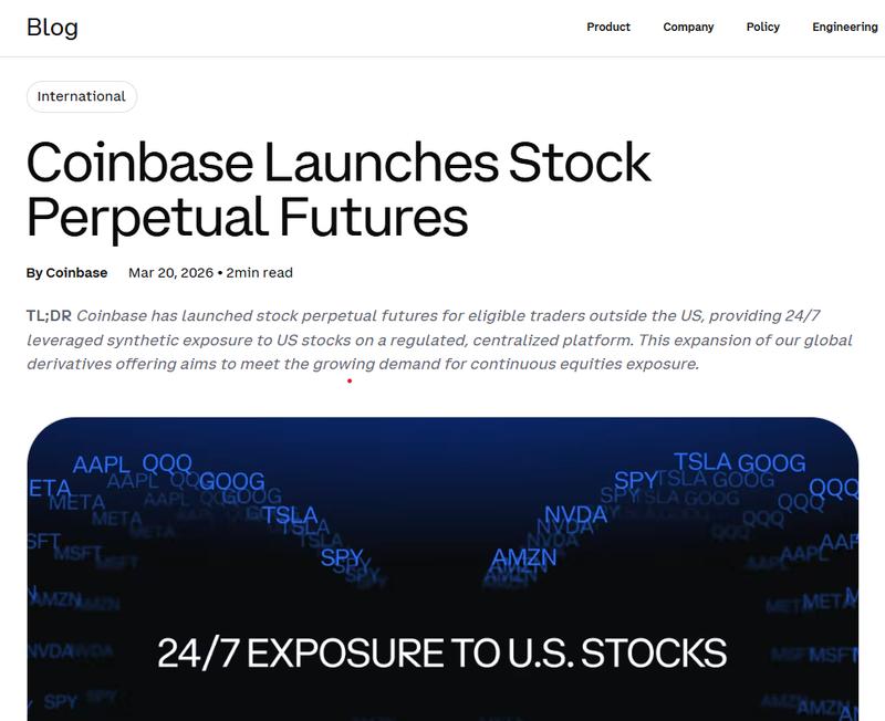 Coinbase rolls out stock perpetual futures