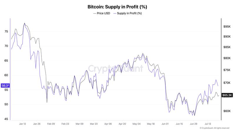 Bitcoin supply in profit chart