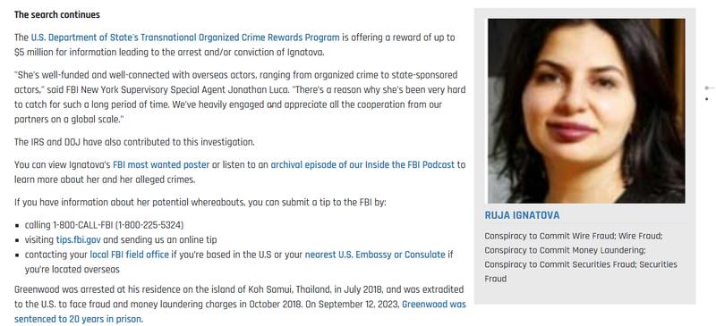 FBI wanted poster for Ruja Ignatova
