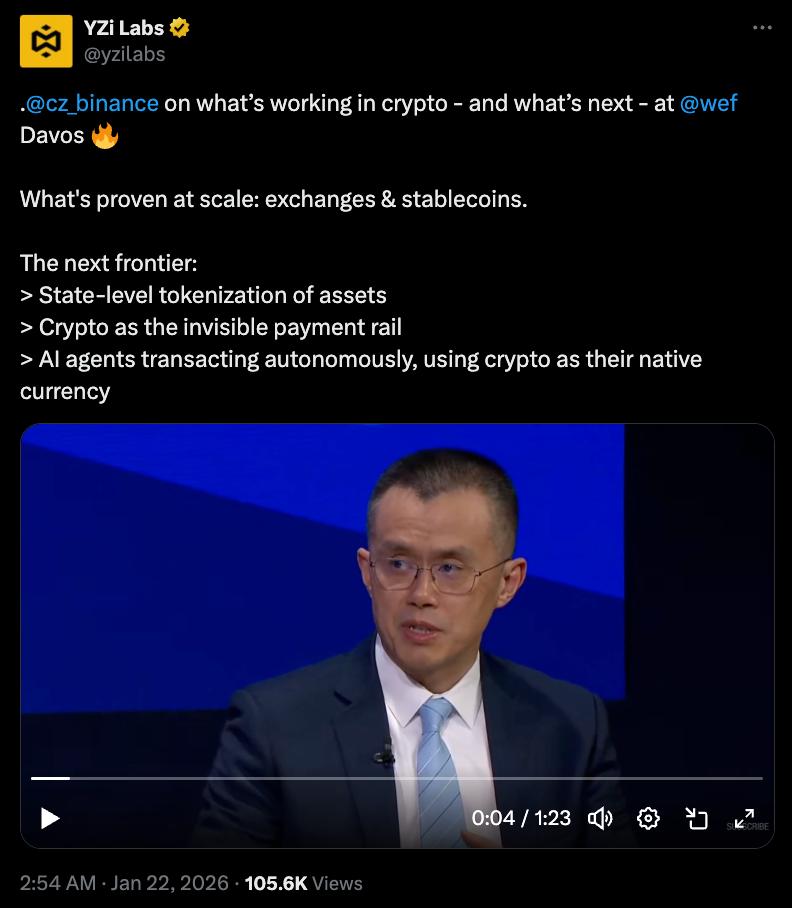 Government, Changpeng Zhao, Davos, Binance, Tokenization