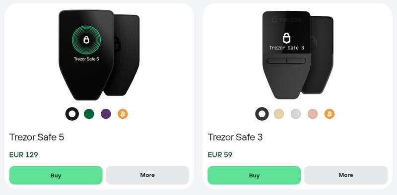 Trezor Safe 5 and Safe 3