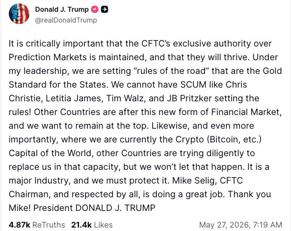 Donald Trump Truth Social post