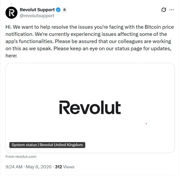 Revolut support message