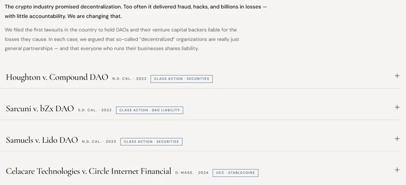 Gerstein Harrow law firm cases against DAOs