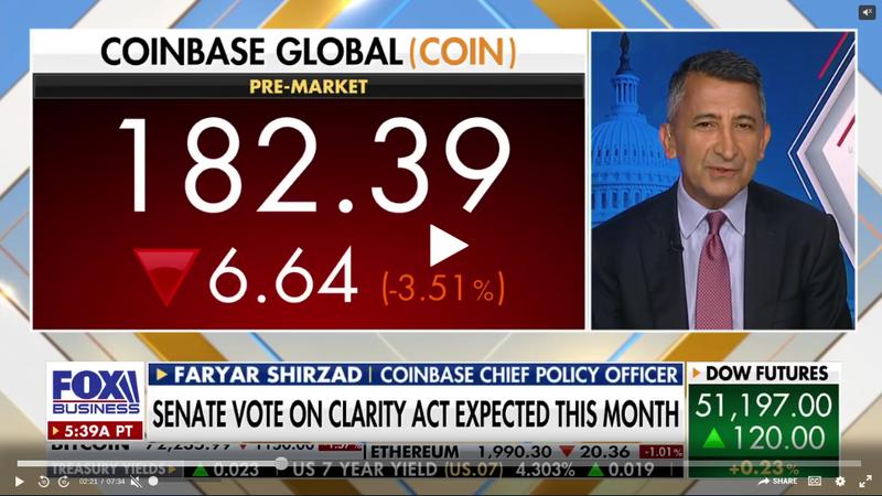 Coinbase chief policy officer Faryar Shirzad