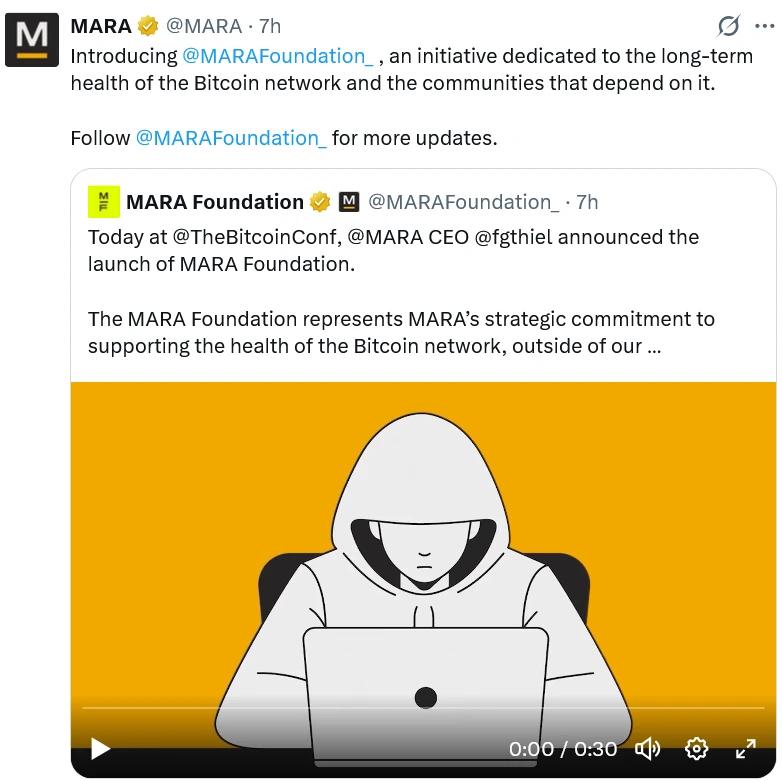 Bitcoin miner MARA launches foundation dedicated to network security and broader adoption