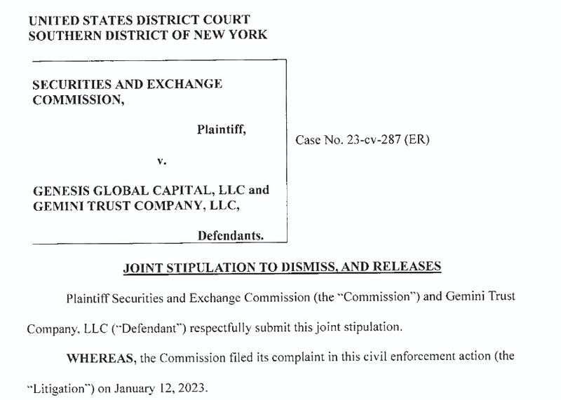 Law, SEC, Gemini, Bankruptcy, Lending