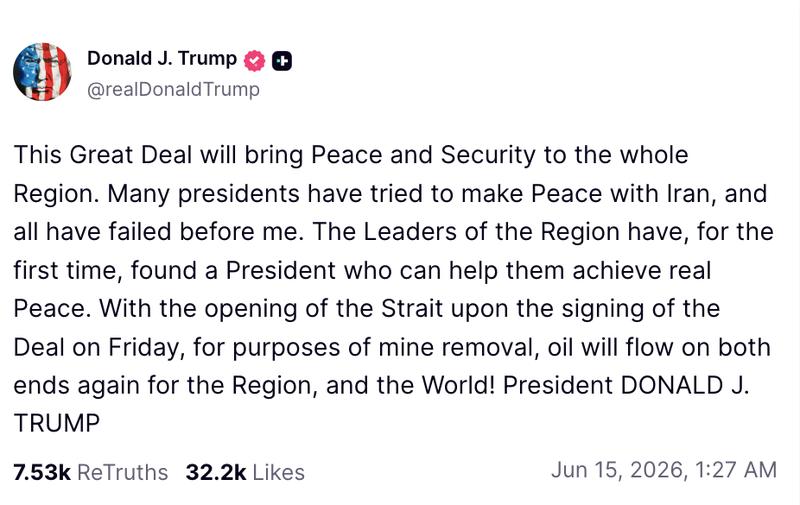 Trump Truth Social post