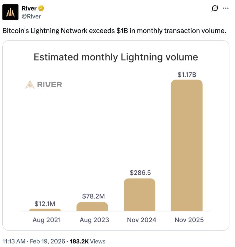 Lightning Network transaction volumes chart