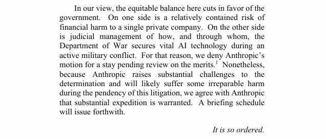 US Court of Appeals order