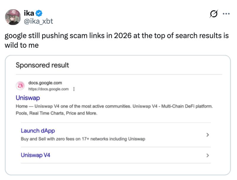 Screenshot of fake Uniswap search result