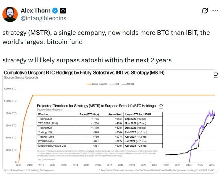 Strategy vs Satoshi holdings projection