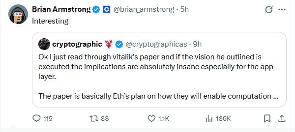 Brian Armstrong tweet