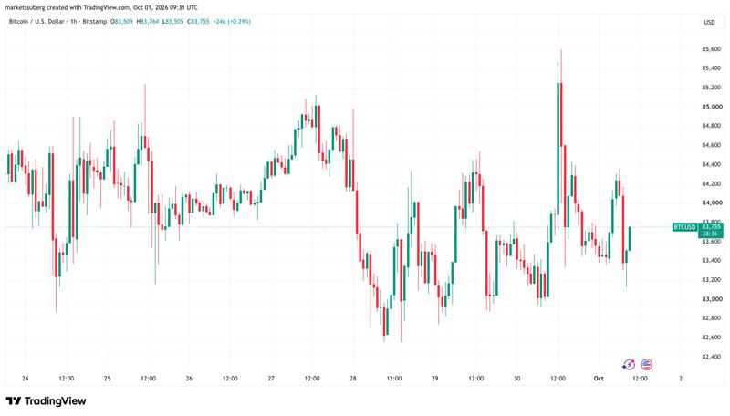 BTC/USD one-hour chart