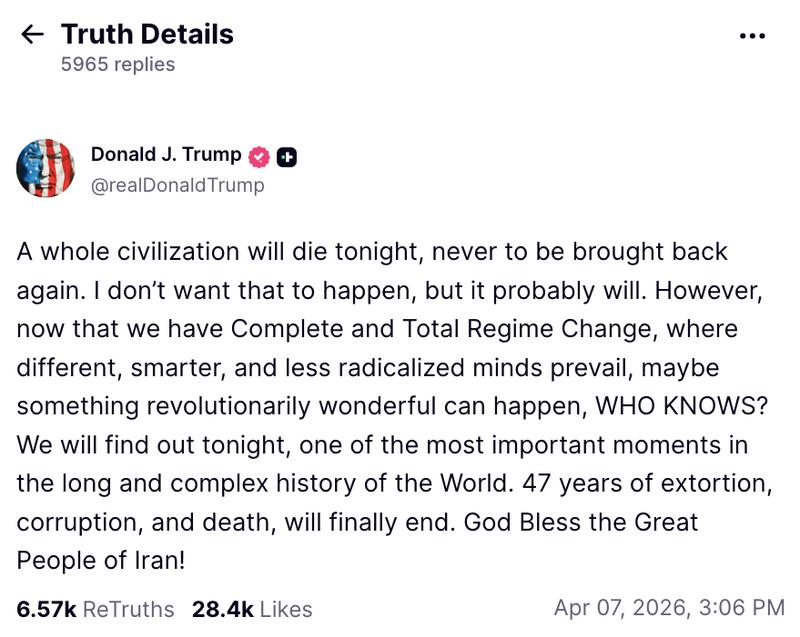 Trump Truth Social post