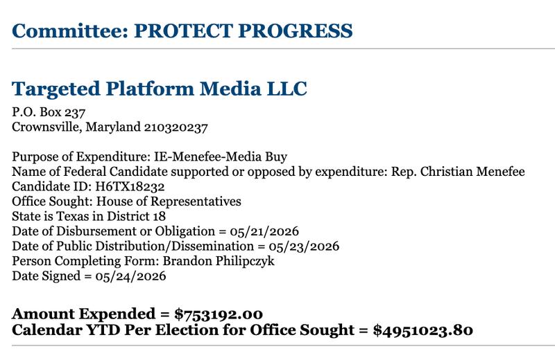 Federal Election Commission data on PAC spending