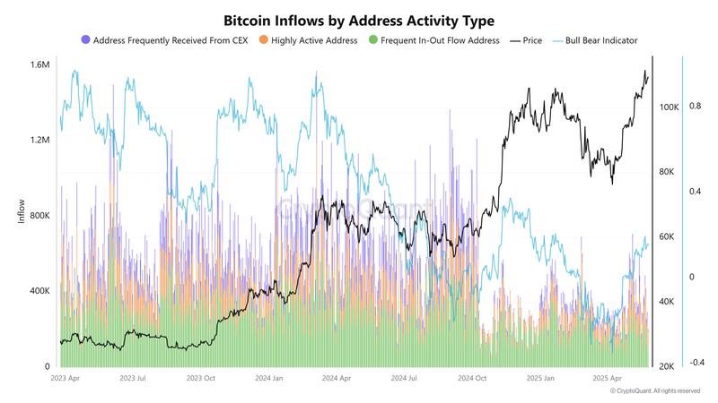 Bitcoin inflows by address activity type