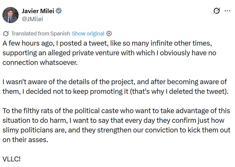 Javier Milei statement