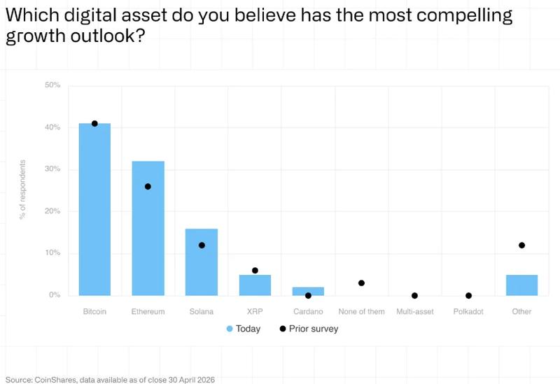 Chart showing fund managers' outlook on digital assets