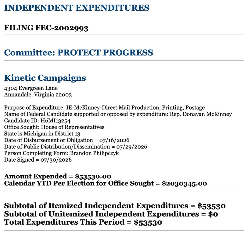 FEC filing screenshot