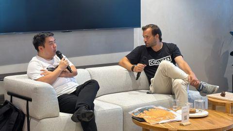 Bybit MENA head Derek Dai and Collider partner Eylon Aviv at Tel Aviv event