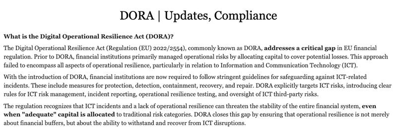 Digital Operational Resilience Act framework